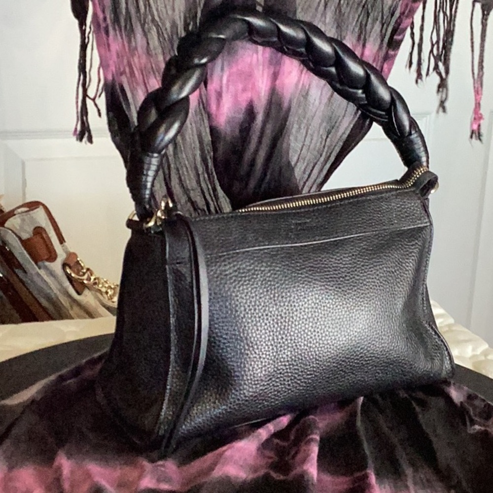 Vince Camuto small pebbled leather handbag with a braided strap and small tassel - Picture 10 of 10